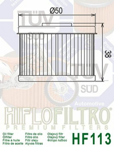 Filtre à Huile Hiflofiltro - HF113 Honda